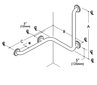 Grab Bar - Shower: Inside Corner Bar (R/H shown)