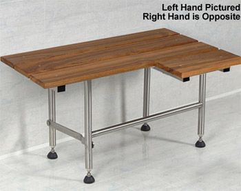 Natural Teakwood Fold-Down Shower Seat with Legs