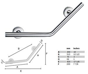 Living Straight/Long V-Form Grab Bar (STAINLESS STEEL POLISHED)