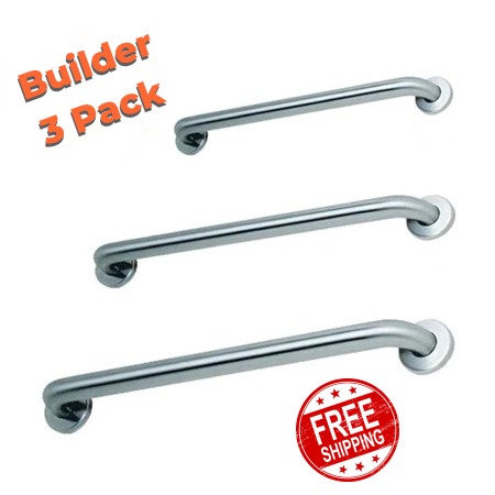 Builder 3 Pack 1-1/2" x 18", 36" and 42" Peened Grab Bars