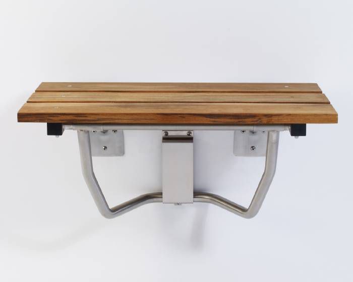 GBS Natural Teak Wood Rectangular Fold Down Shower Seat #4