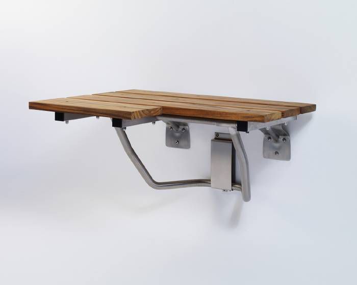 Natural Teak Wood Fold Down Shower Seat Right Hand Grab Bar Specialists