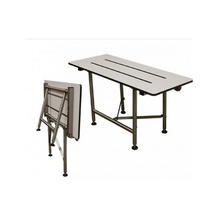 29" x 16" GBS White Phenolic Rectangular Fold Down Shower Seat with Legs