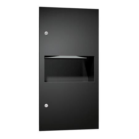 ASI Simplicity Multi and C-Fold Paper Towel Dispenser with 2.2 gal Waste Recepticle with Matte Black Powder Coated Finish
