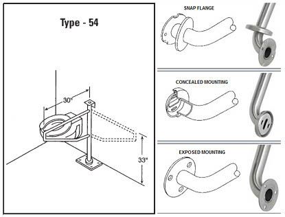 ASI 3700-01-18P Peened Straight Grab Bar with Snap-On Flange Covers 1-1//4 Diameter 18