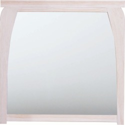CoastalVogue Tranquility 36" x 35" Teak Wood Fully Assembled Wall Mirror in White Driftwood Finish