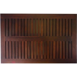 DecoTeak Eleganto 23" x 15" Teak Wood Fully Assembled Non-Slip Shower Bath Mat in Brown Finish