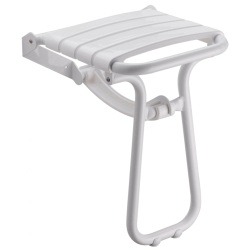Design By Intent Eleganto 12.2" White Foldaway Wall Mount Handicap Shower Seat With Integrated Support Stand
