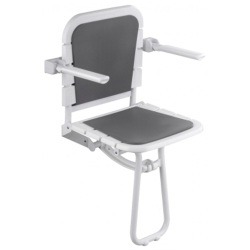 Design By Intent Comfortique Wall Mounted Foldaway Shower Chair with Back and Arm Rests