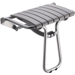 Design By Intent Eleganto 23" Lunar Gray Foldaway Wall Mount Handicap Shower Seat With Integrated Support Stand