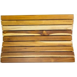 EcoDecors Eleganto 23" x 15" Teak Wood Fully Assembled Non-Slip Shower Bath Mat in Natural Finish