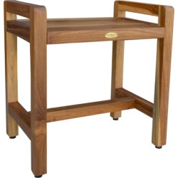 EcoDecors Eleganto 20" Teak Wood Shower Bench with LiftAide Arms in Natural Finish