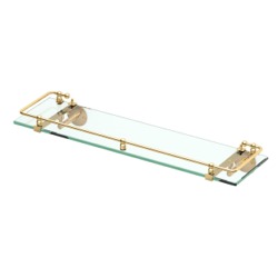 Gatco Premier 21" Brass Glass Shelf with Railing