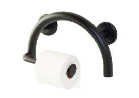 Life Line Matte Black Toilet Paper Holder Grab Bar