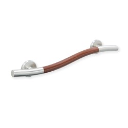 Life Line Wave Left Hand 24" Grab Bar with Walnut Accent and Satin Finish