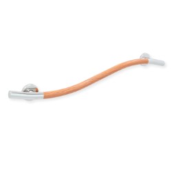 Life Line Wave Left Hand 36" Grab Bar with Teak Accent and Polished Chrome Finish