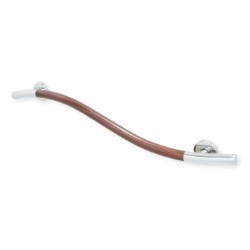 Life Line Wave Right Hand 36" Grab Bar with Walnut Accent and Polished Chrome Finish