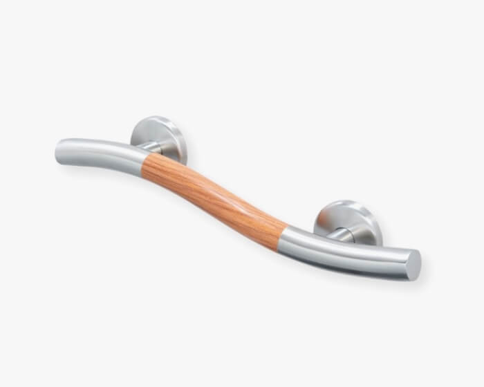 Life Line Wave Grab Bar With Teak Accent
