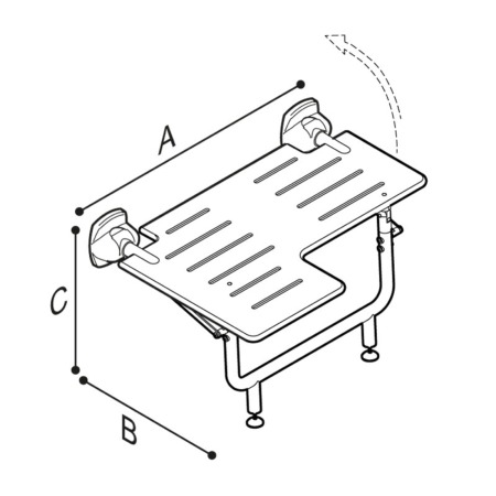 Ponte Giulio Reversible L-Shaped Folding Bathtub Bench with Legs #2