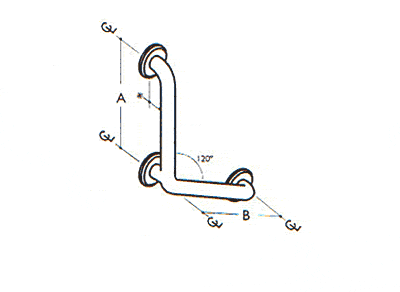 120 Degree Angle Grab Bar with Center Post #1
