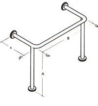1-1/4" x A-32" B-40" C-12" Tub Double Floor Support Grab Bar in Light Oil Rubbed Bronze with Knurled Grip