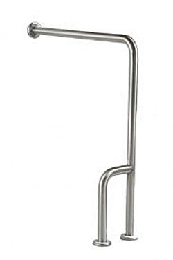 1-1/4" x 33" x 30" Right Hand Wall to Floor Rail with Outrigger in Stainless Steel with Knurled Grip