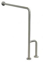 Wall to Floor Left Hand Grab Bar with Outrigger in Stock Colors