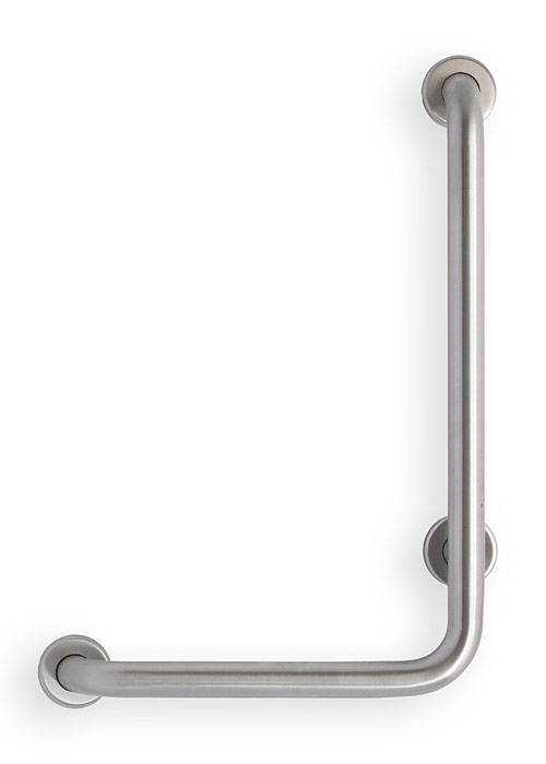 1-1/4" x A-24" B-24" Left Hand 90 Degree Angle Grab Bar in Stainless Steel with Peened Grip