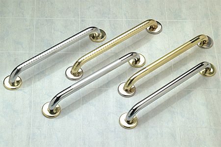 30" x 1-1/4" Brass Grab Bar with Chrome Flanges and Knurled Finish