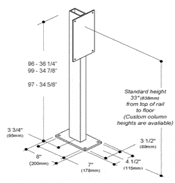 GBS 97 Series Floor Mounted Support Column for 1-1/4" Friction Hinge Flip-Up in White