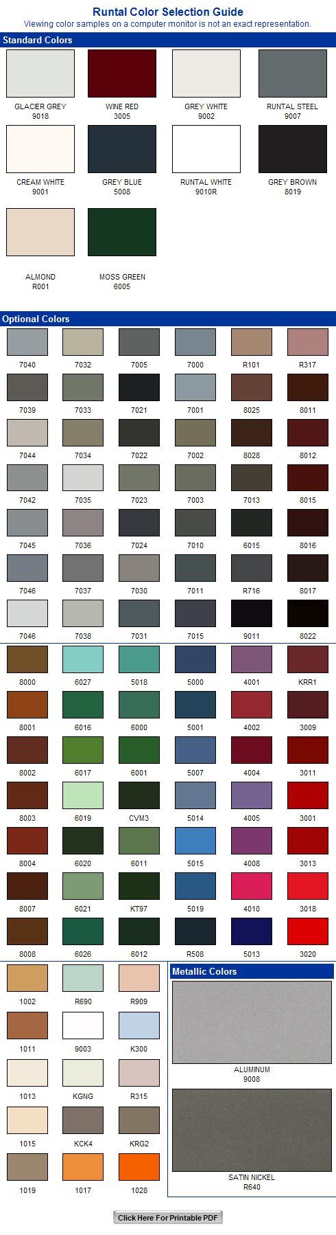 Runtal Color Chart