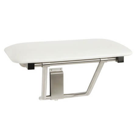 Seachrome Folding Shower Seat with White Naugahyde Solid Seat